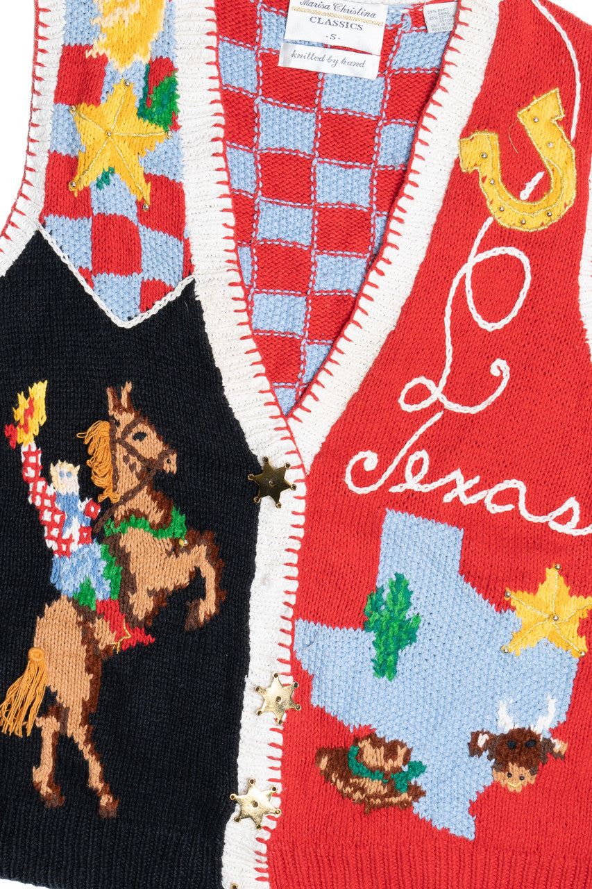 Vintage Texas Rodeo Hand Knit Marisa Christina Sweater Vest (1990s)