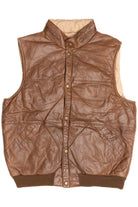 Vintage Leather Hidden Hood Puffer Vest (1990s)