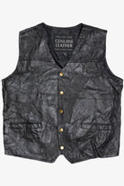 Vintage Navarre Leather Company Stitched Patchwork Leather Vest (1990s)