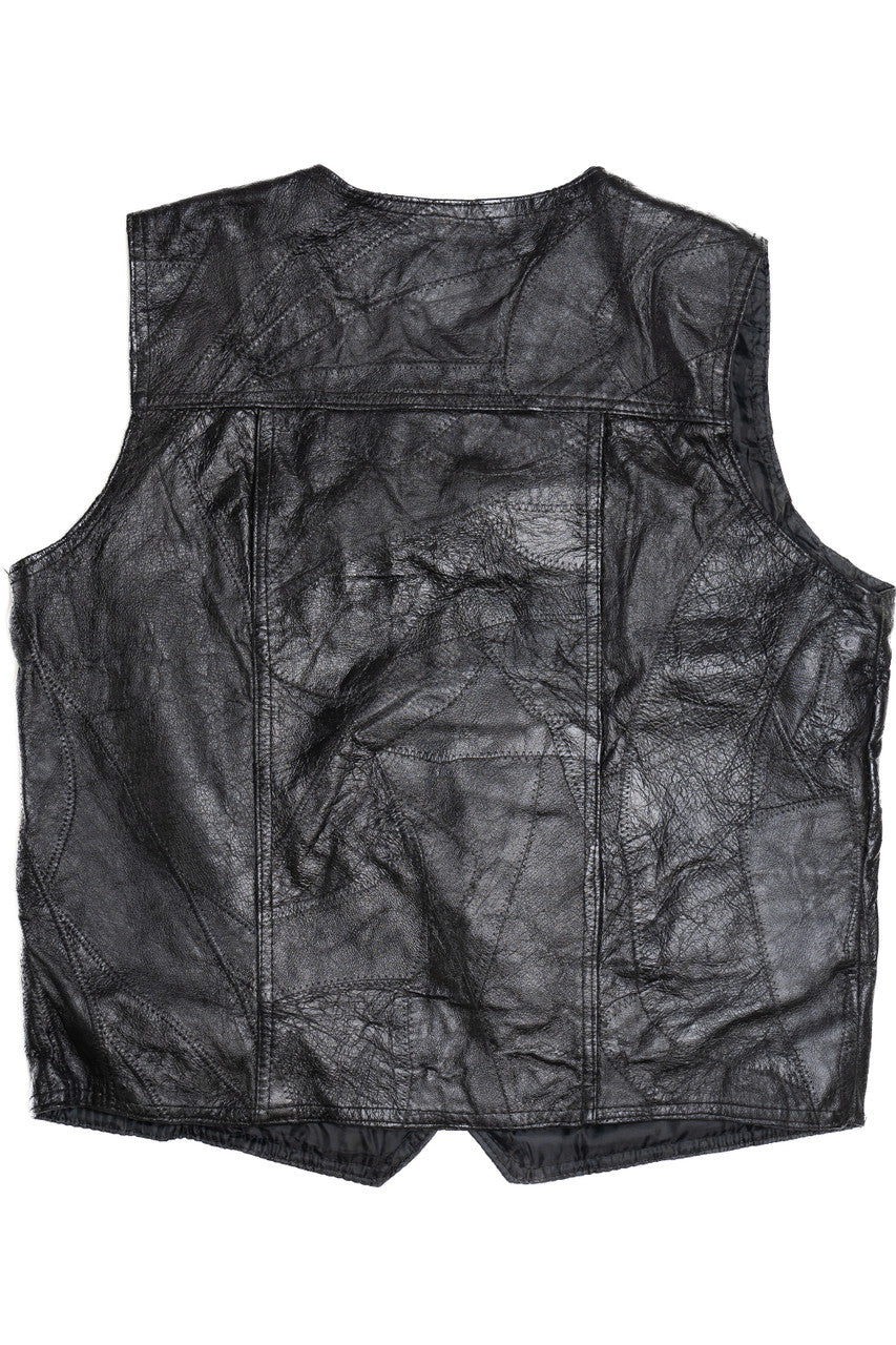 Vintage Navarre Leather Company Stitched Patchwork Leather Vest (1990s)