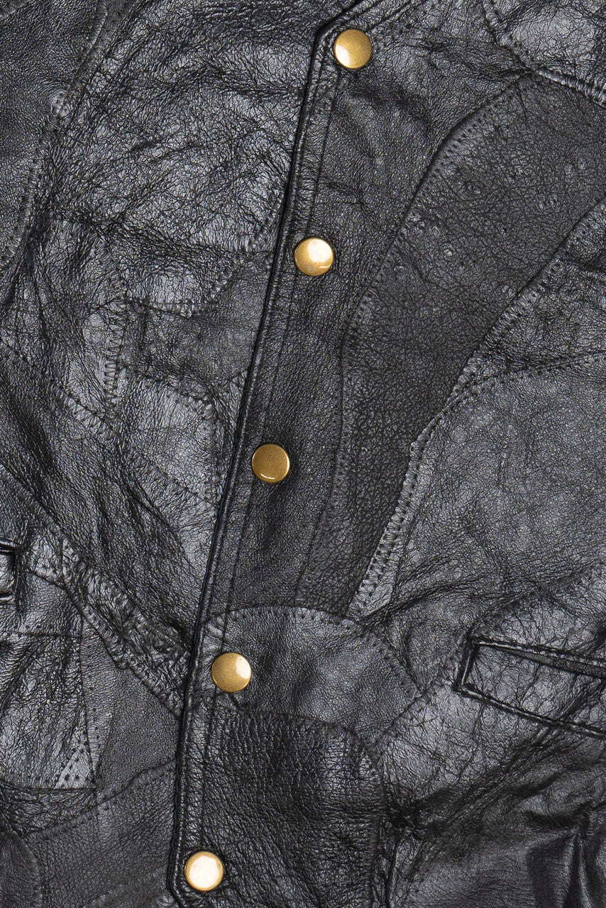 Vintage Navarre Leather Company Stitched Patchwork Leather Vest (1990s)