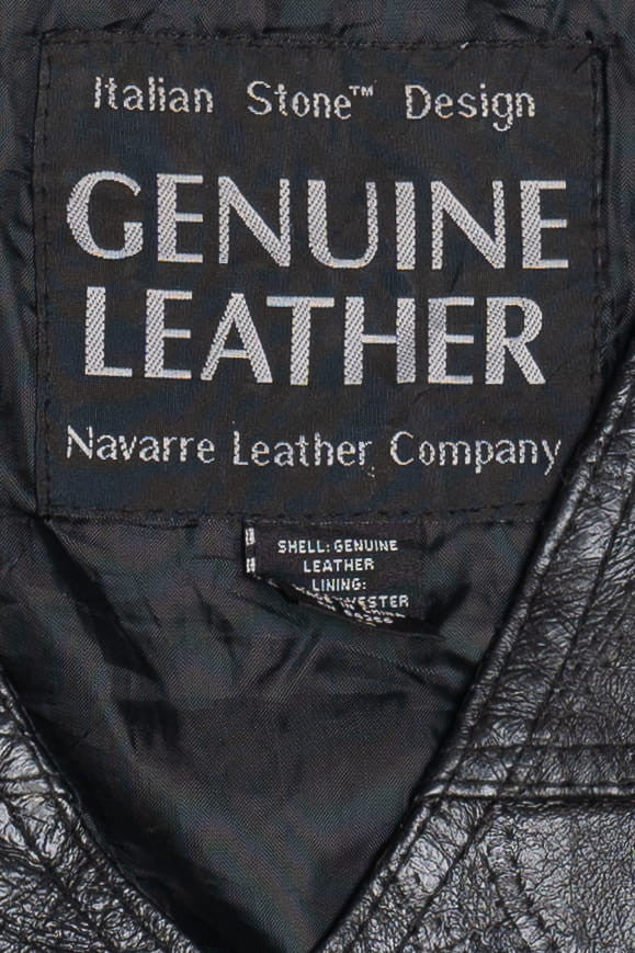 Vintage Navarre Leather Company Stitched Patchwork Leather Vest (1990s)