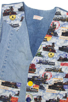 Vintage  Custom Made Trains Denim Vest
