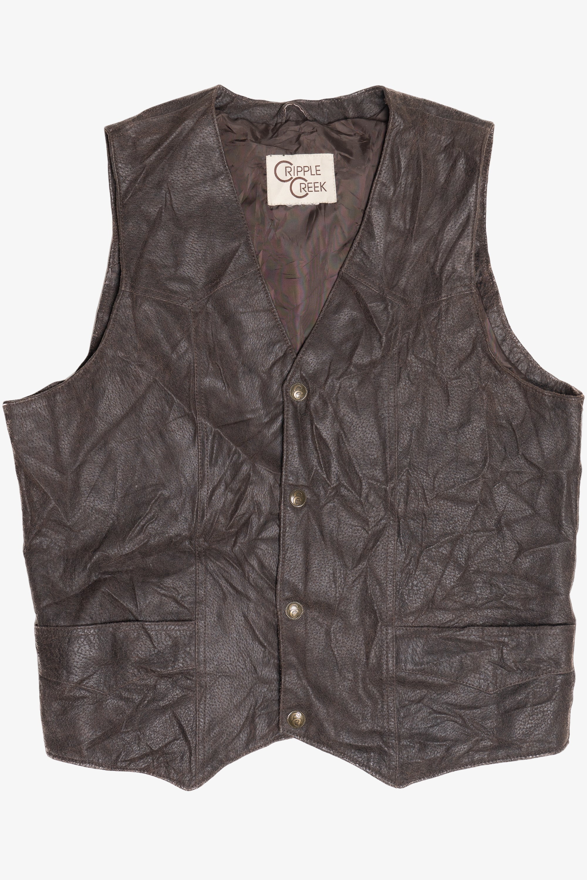 Vintage Brown Cripple Creek Leather Vest (1990s)
