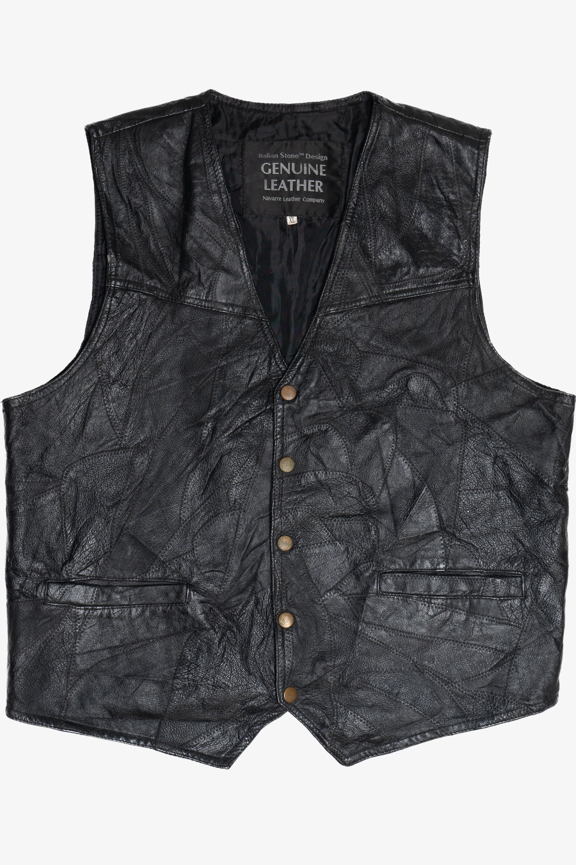 Vintage Italian Stone Design Navarre Leather Company Vest (1990s)