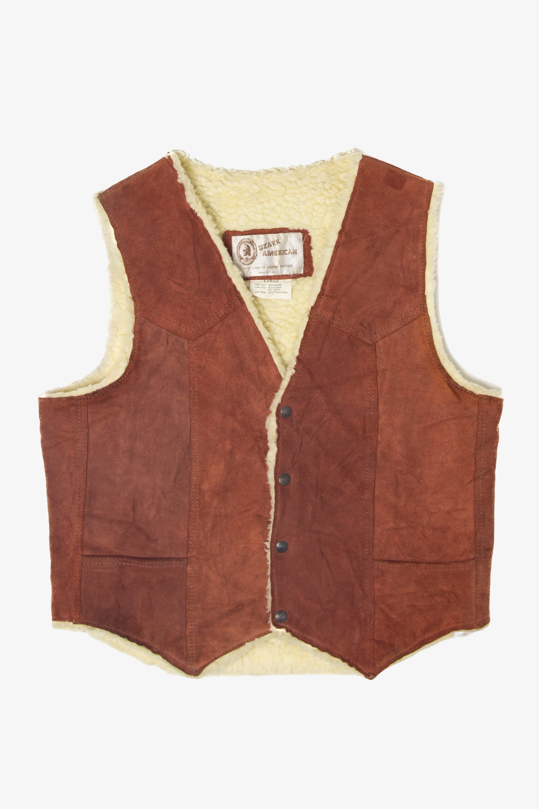 Vintage Ozark American Sherpa Leather Vest (1970s)