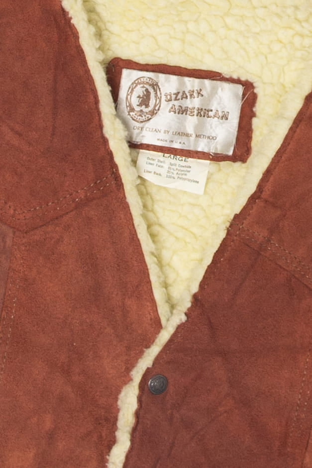 Vintage Ozark American Sherpa Leather Vest (1970s)