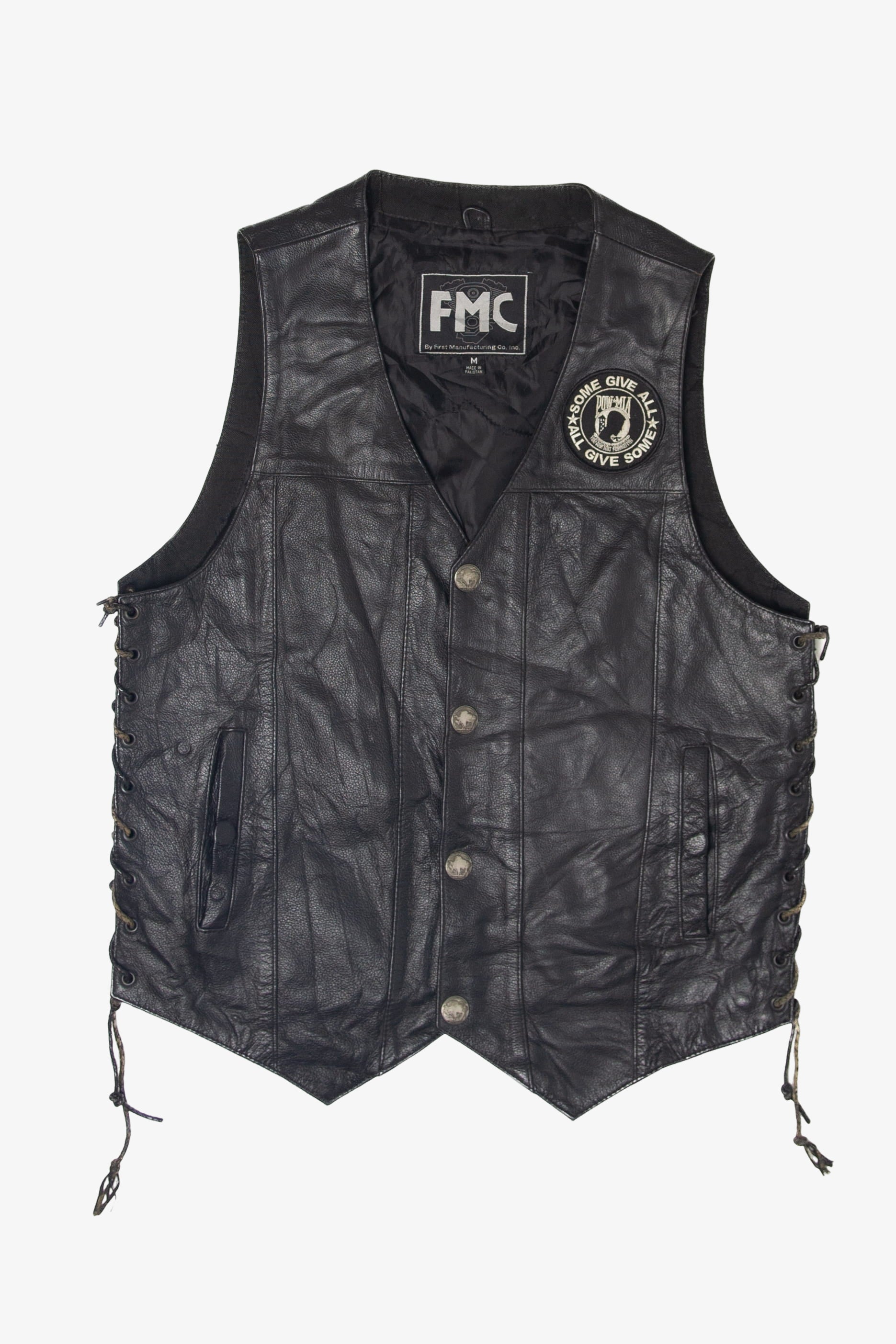 Vintage FMC POW/MIA Side Lace Tied Leather Vest (1990s)