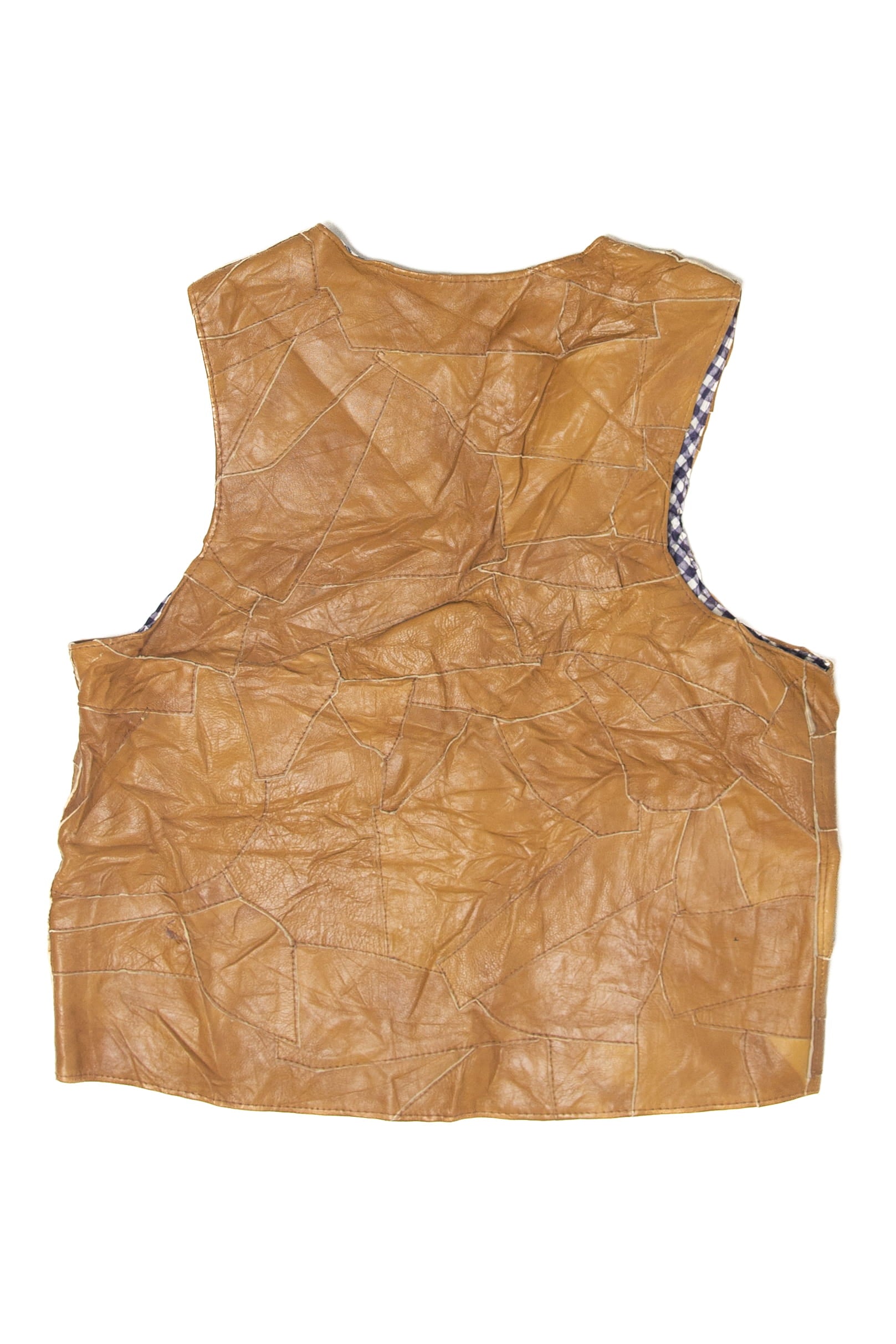 Vintage Patchwork Genuine Leather Vest (1970s)