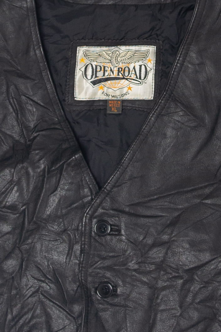 Vintage Open Road Leather Vest (1990s)
