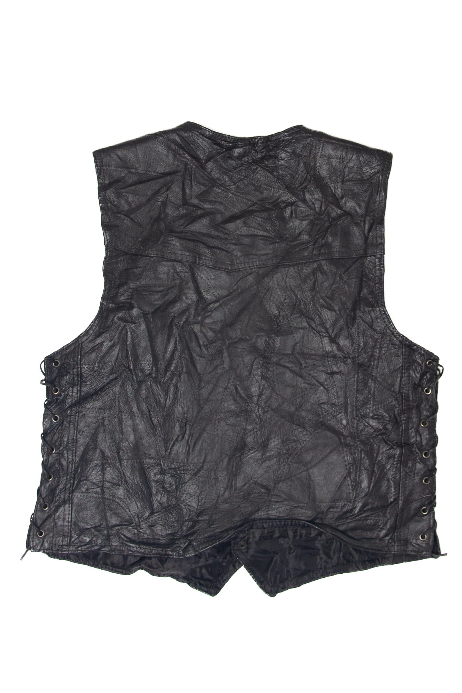 Vintage Lace Tied Genuine Hog Leather Vest (1990s)