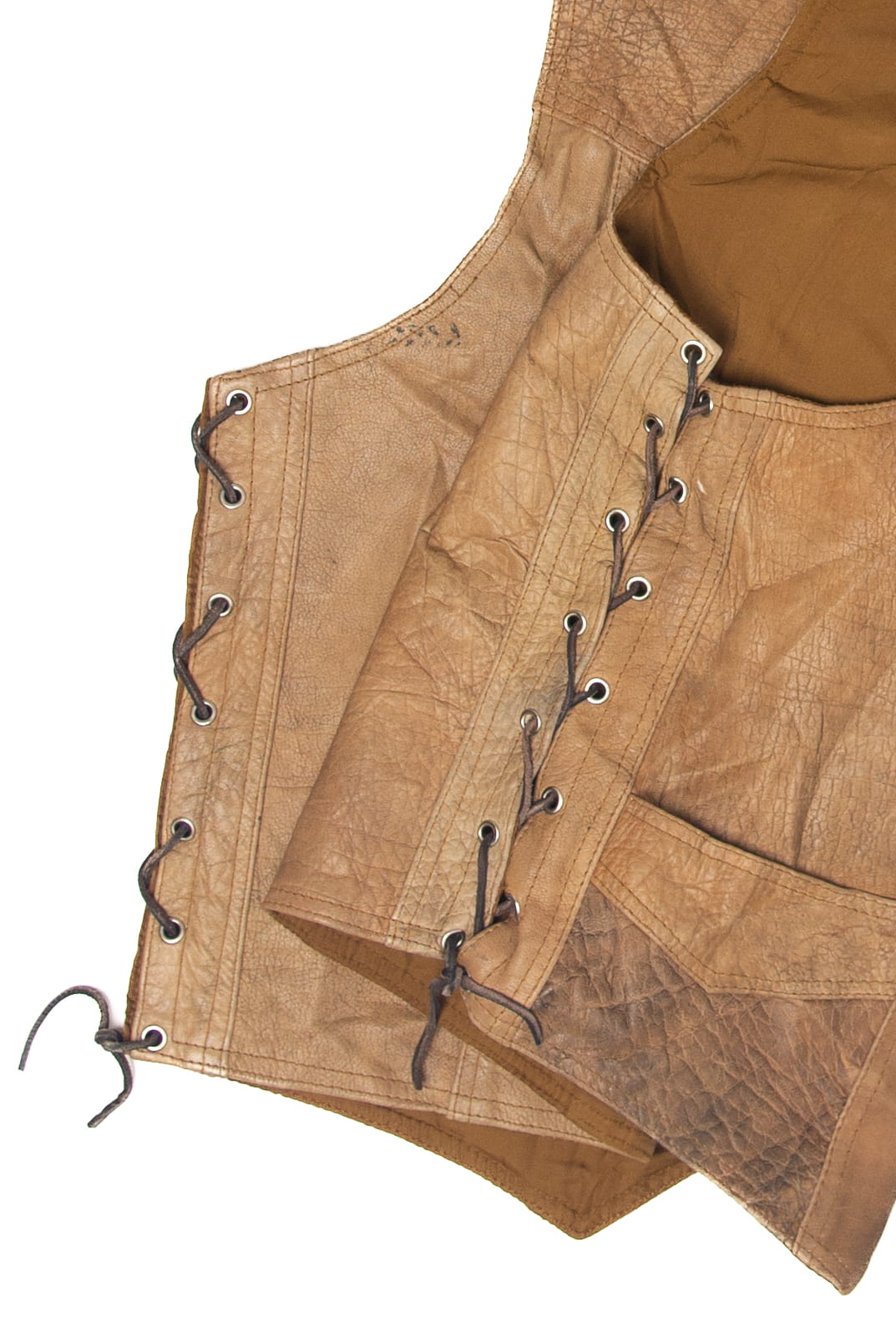 Vintage Leather Club Lace Tied Leather Vest (1980s)