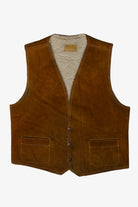 Vintage Brown Suede Sherpa Lined Vest (1970s)