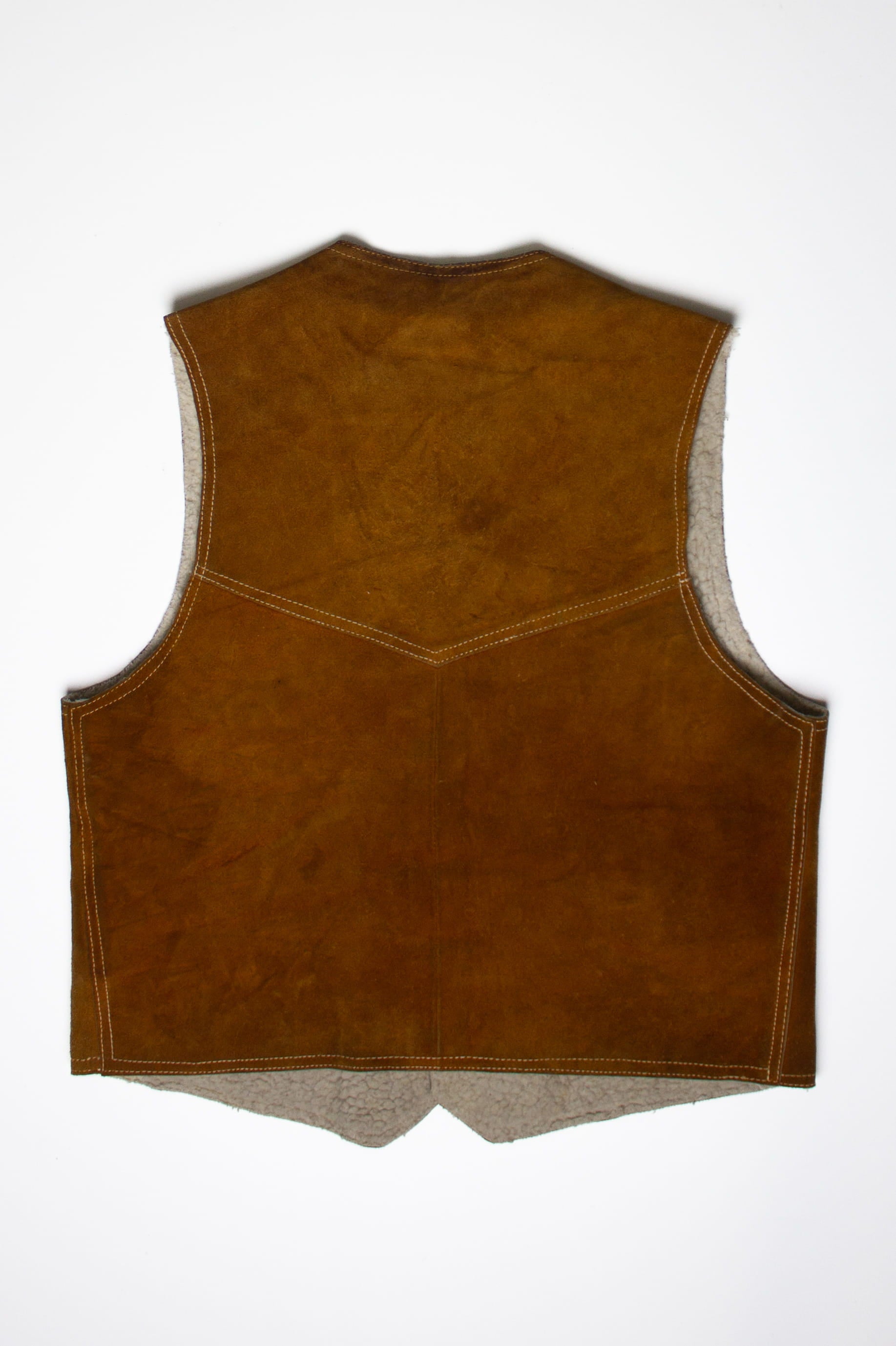 Vintage Brown Suede Sherpa Lined Vest (1970s)