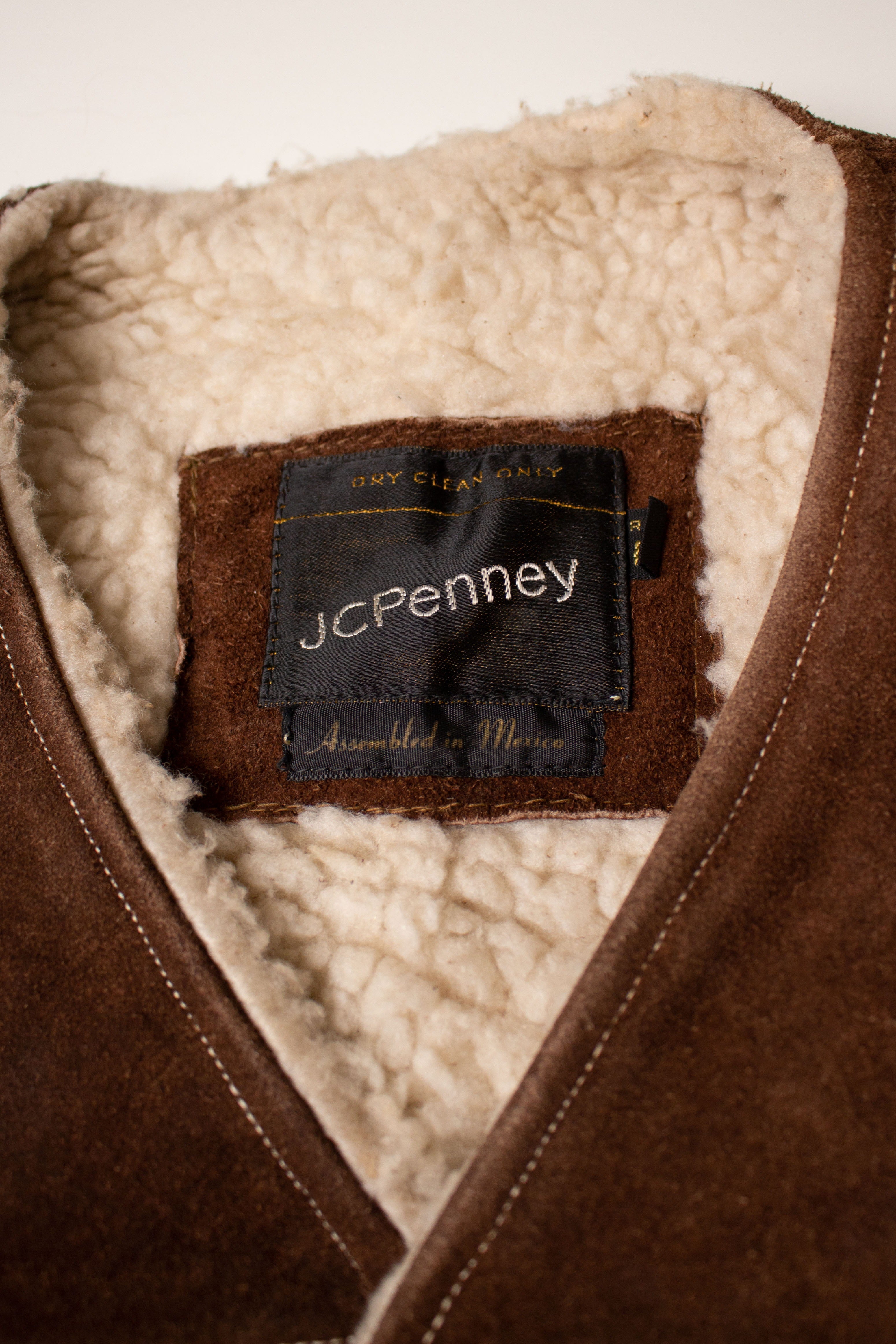 Vintage JC Penney Suede Sherpa Lined Vest (1970s)