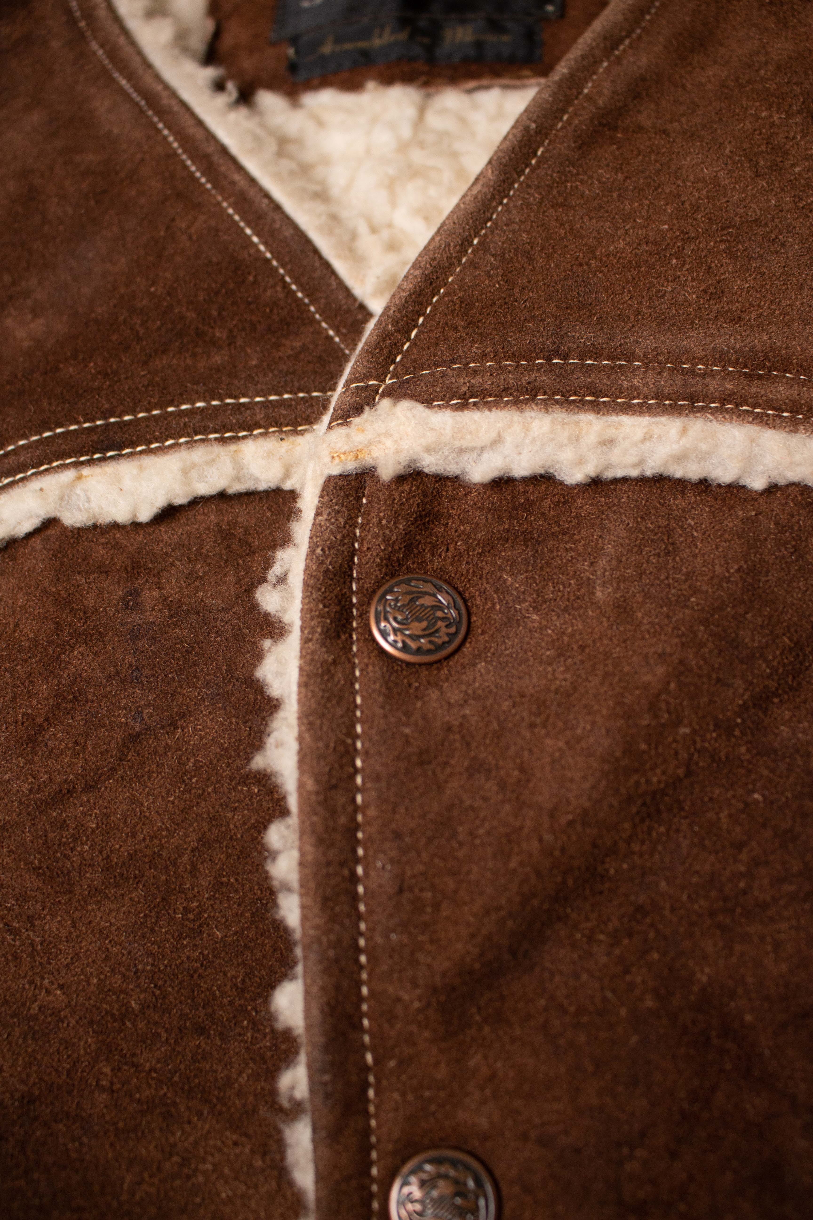 Vintage JC Penney Suede Sherpa Lined Vest (1970s)