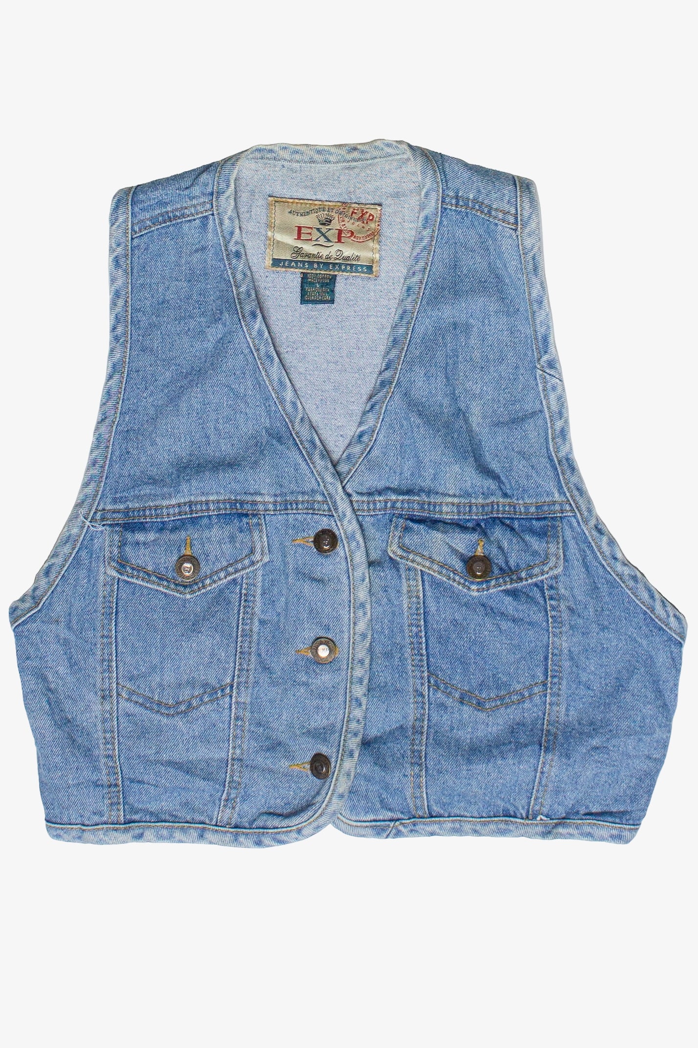 Vintage Express Jeans Denim Crop Vest (1990s)