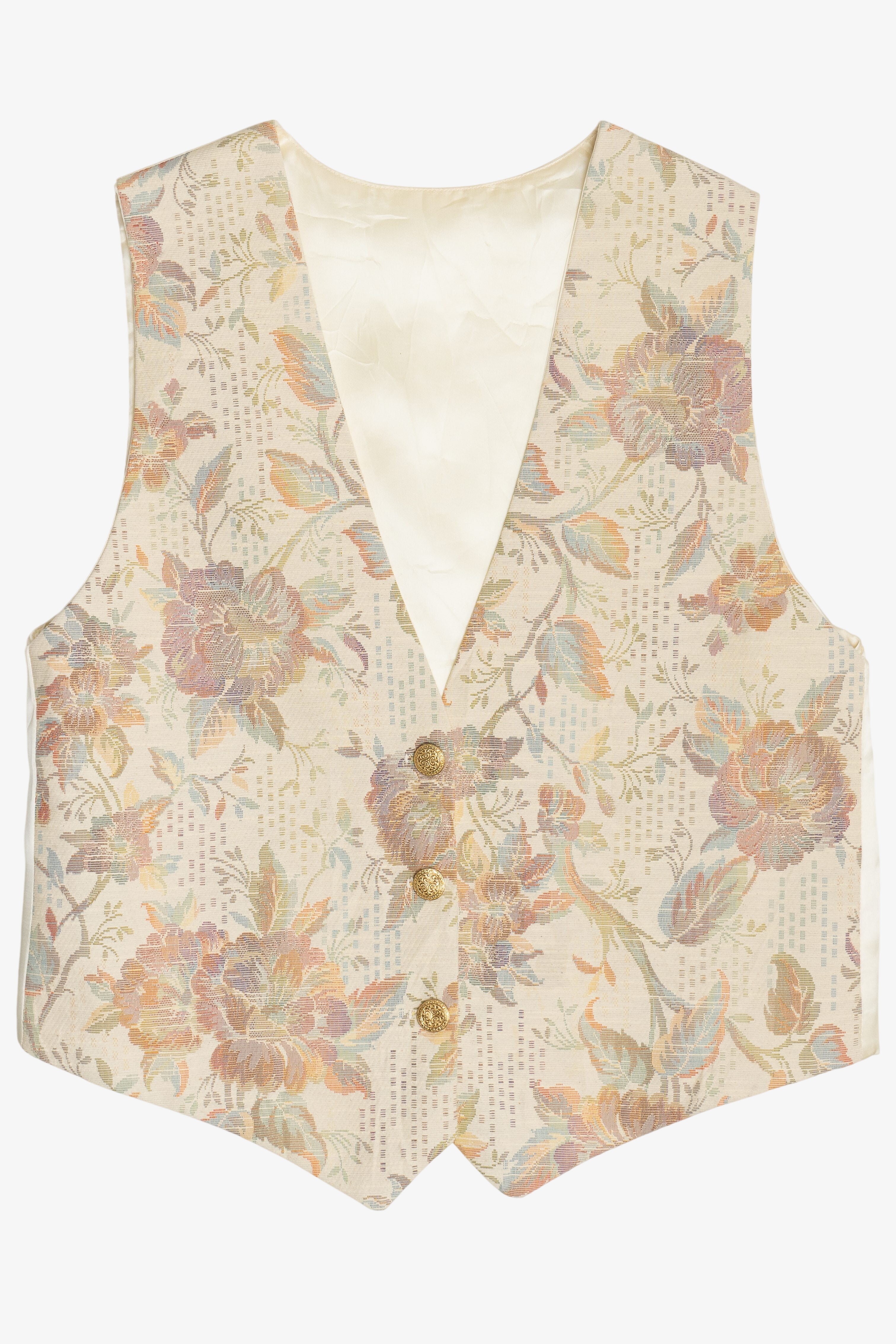 Vintage Light Floral Tapestry Panel Vest (1980s)