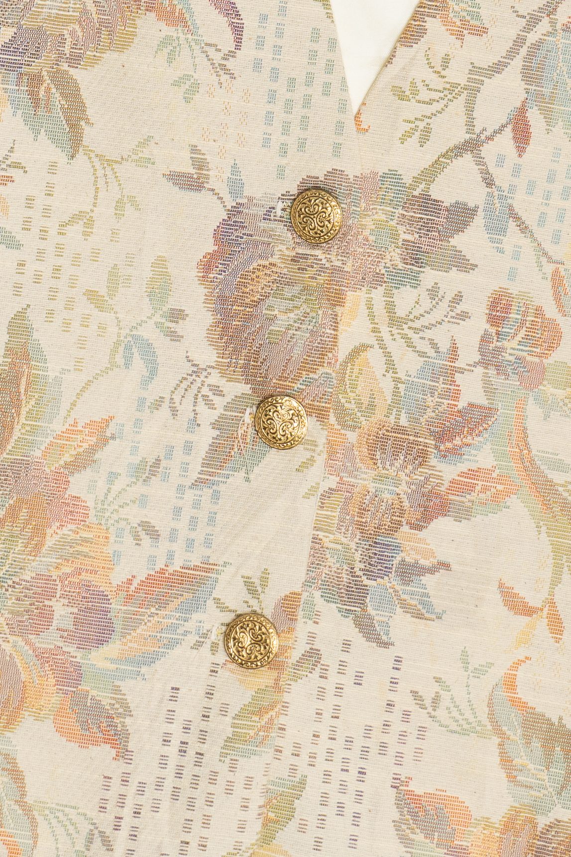 Vintage Light Floral Tapestry Panel Vest (1980s)