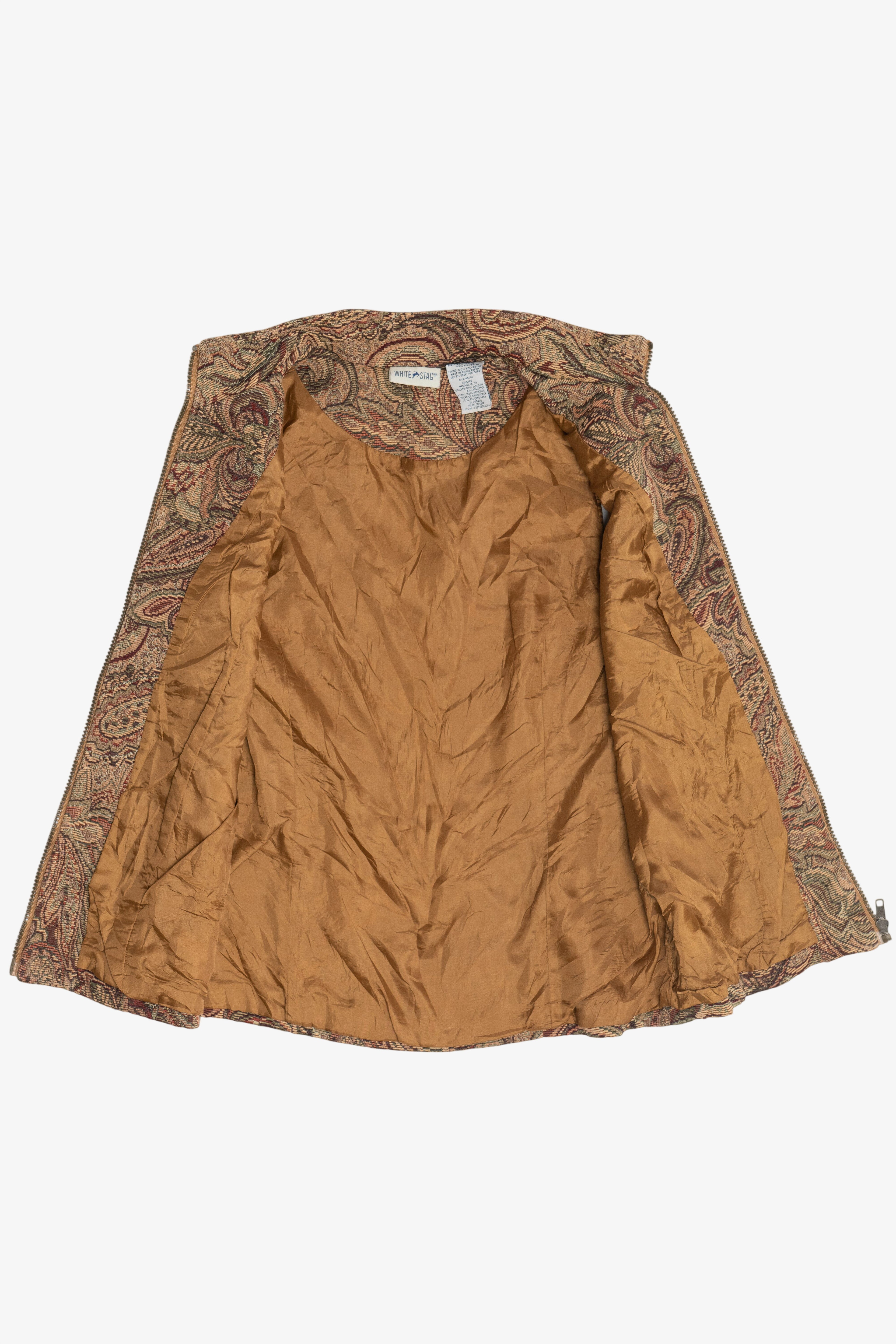 Vintage Paisley Tapestry Zip Up Vest (1990s)