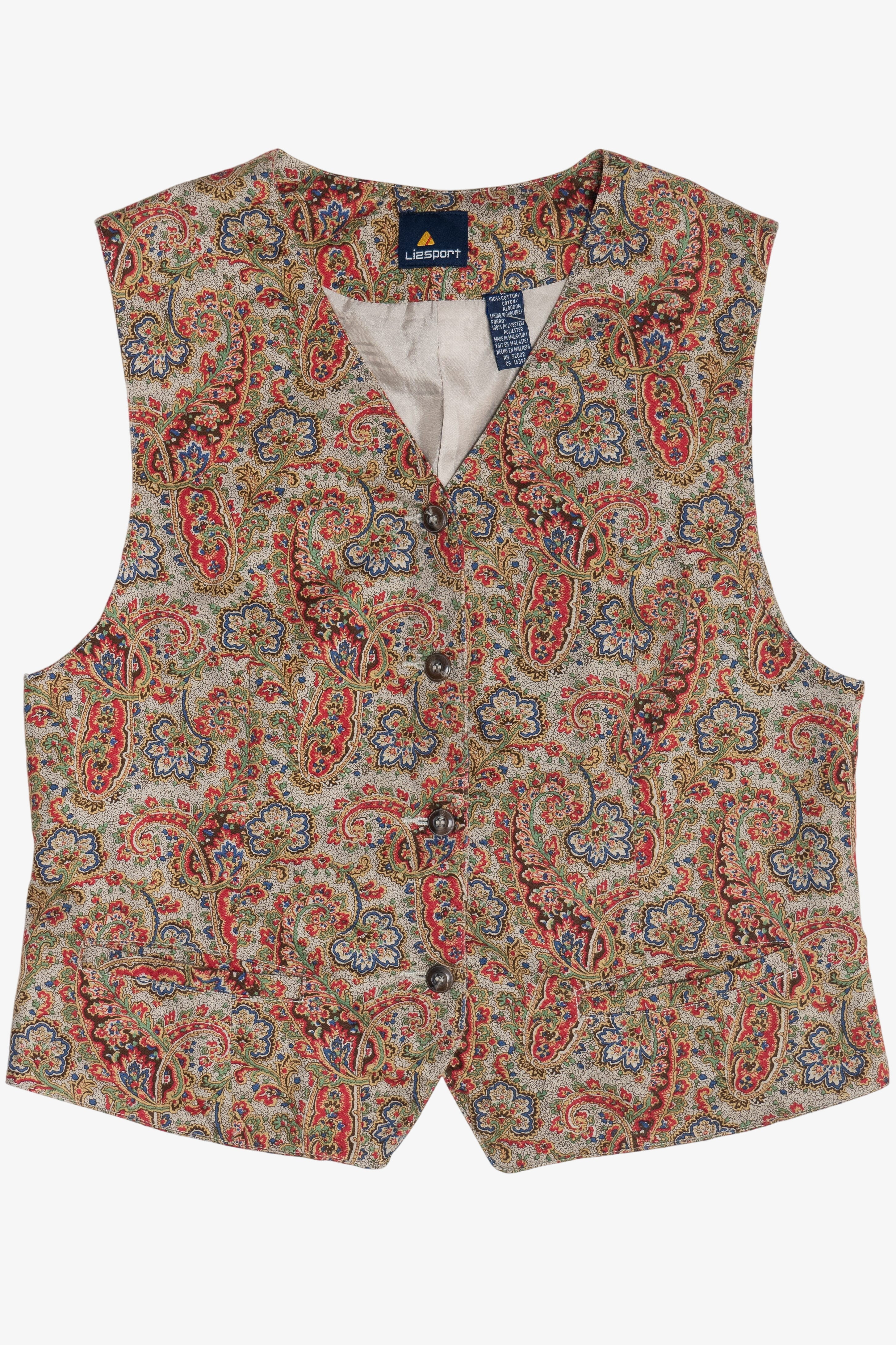Vintage Liz Sport Paisley Adjustable Vest (1990s)