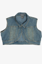 Vintage Jamie Nicole Bedazzled Cross Cropped Denim Vest Top (2000s)