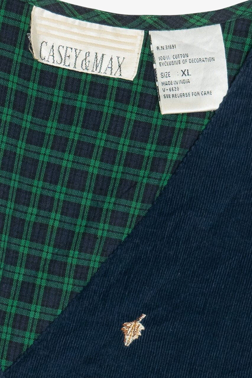 Vintage Fall Harvest Scene Lightweight Corduroy Front Vest (2000s)