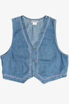 Vintage Stonebridge Ribbon Trim Denim Vest (1990s)