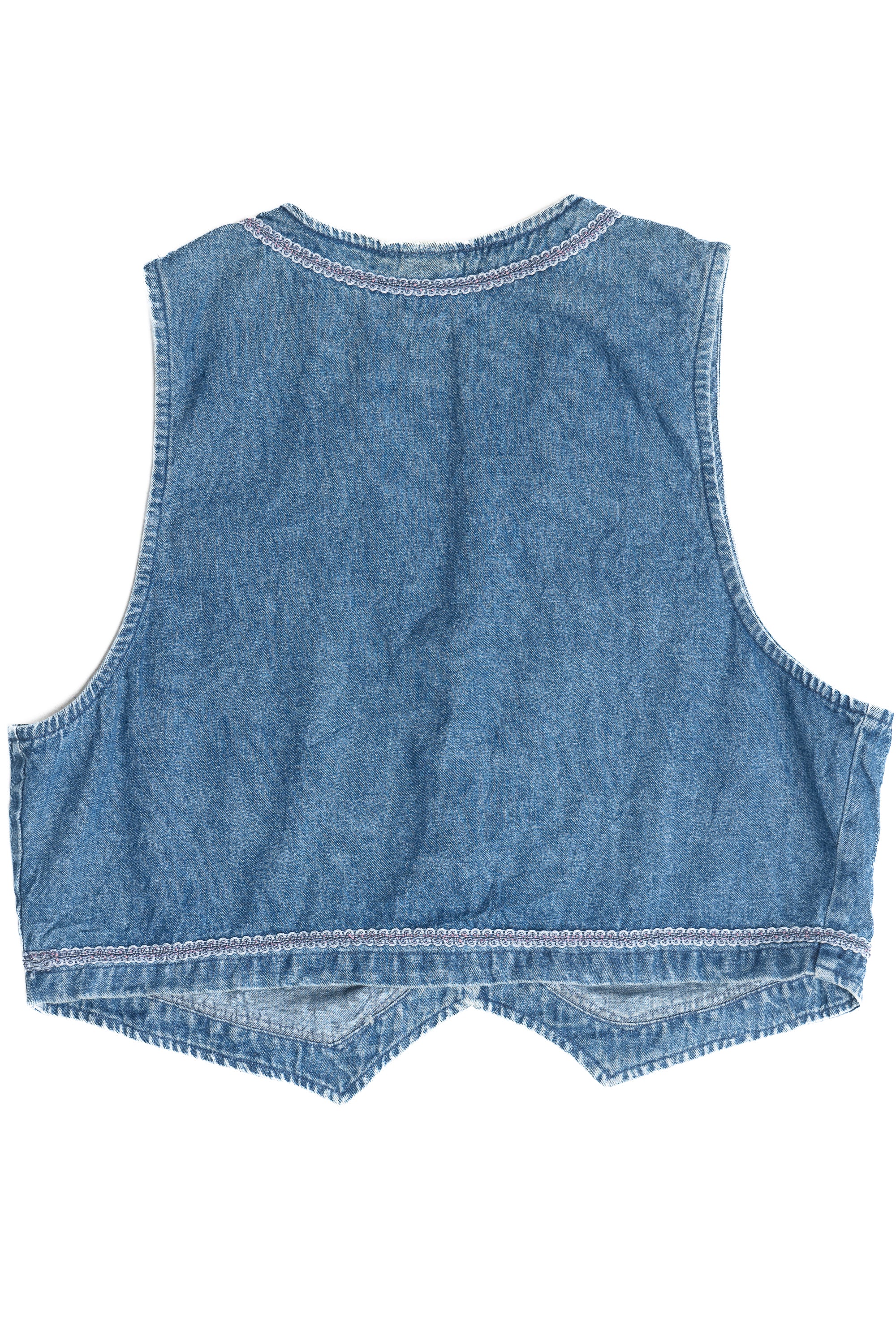Vintage Stonebridge Ribbon Trim Denim Vest (1990s)