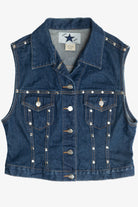 Vintage Star Blue Apparel Studded Denim Vest (2000s)
