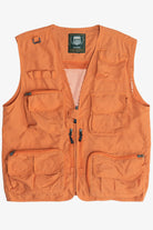 Vintage Orange Lightweight Netted Mesh Back Fishing Multi Pocket Vest (2000s)