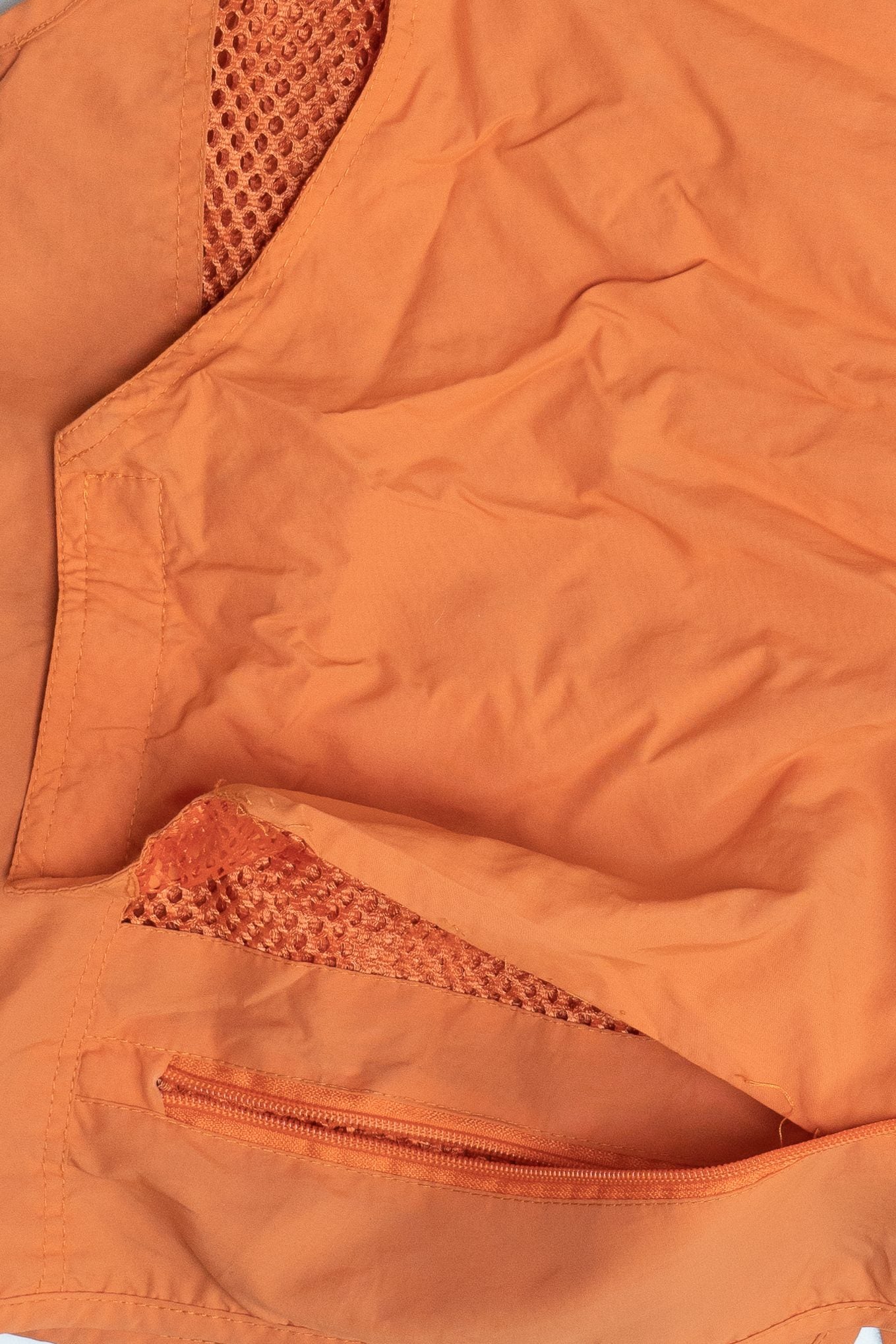 Vintage Orange Lightweight Netted Mesh Back Fishing Multi Pocket Vest (2000s)