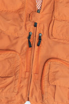 Vintage Orange Lightweight Netted Mesh Back Fishing Multi Pocket Vest (2000s)