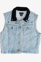 Vintage Limited Jeans Velvet Collar Studded Denim Vest (1990s)