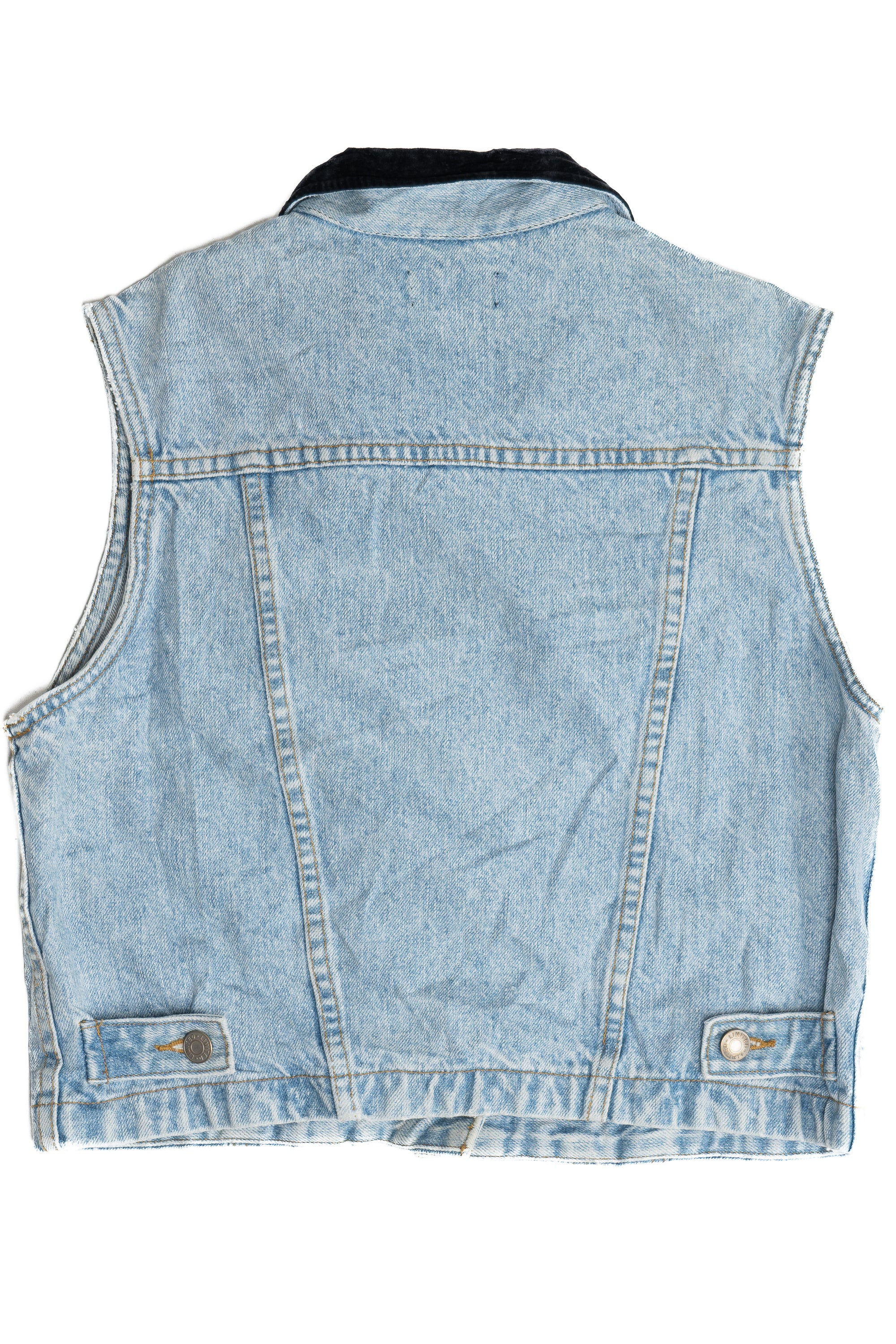 Vintage Limited Jeans Velvet Collar Studded Denim Vest (1990s)