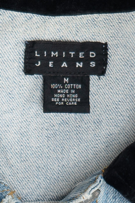 Vintage Limited Jeans Velvet Collar Studded Denim Vest (1990s)