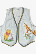 Vintage Winnie The Pooh And Tigger Ribbon Trim Open Denim Vest (1990s)