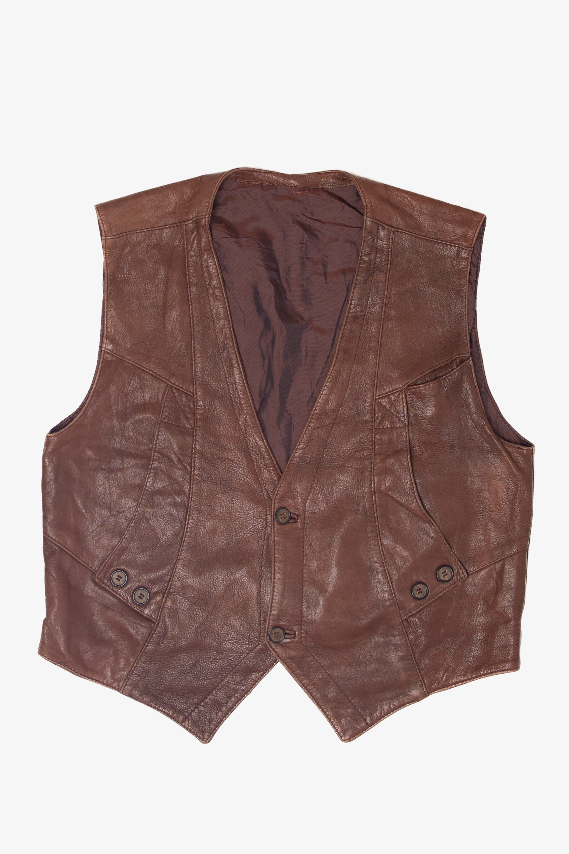 Vintage Brown Leather Vest (1990s)