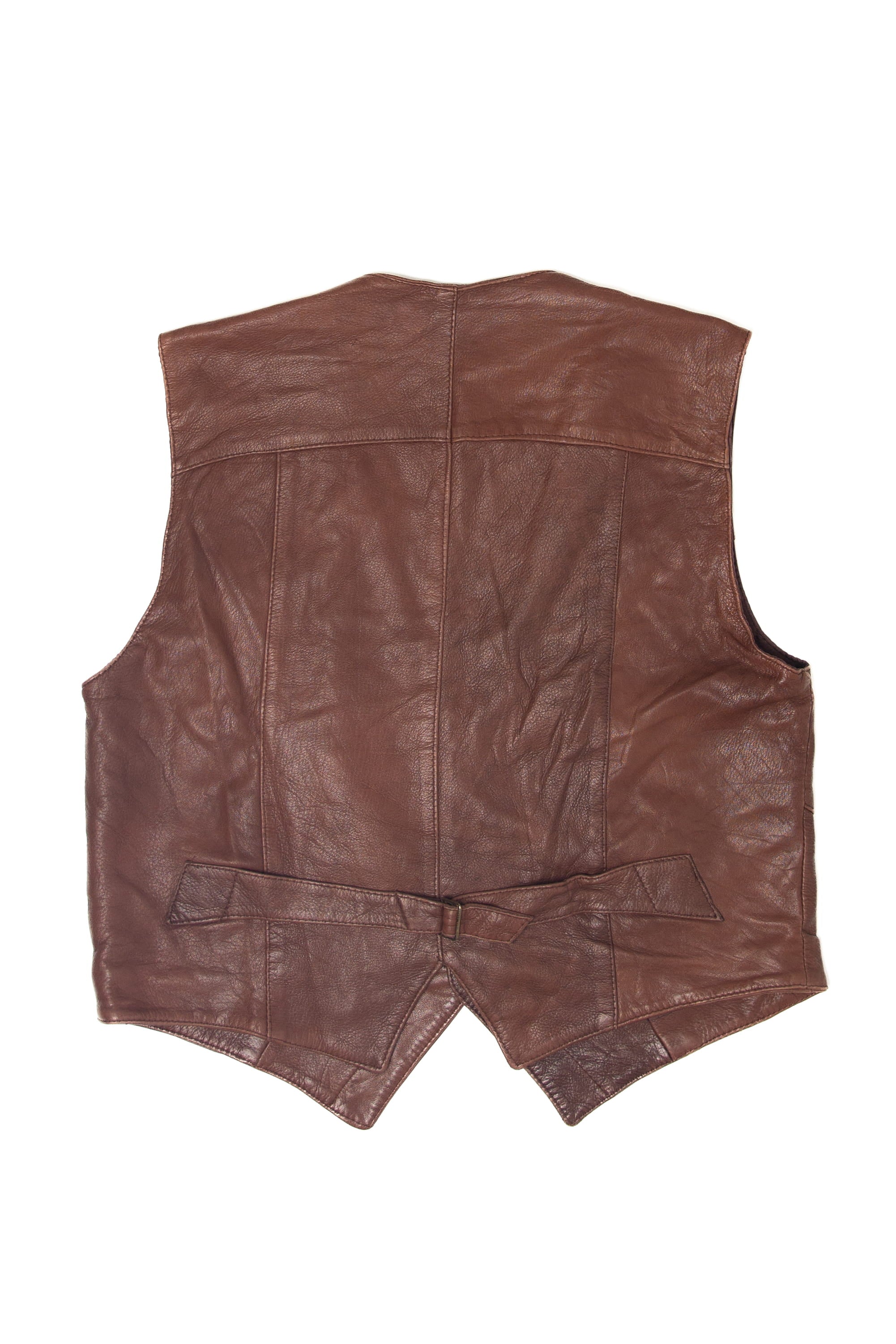 Vintage Brown Leather Vest (1990s)