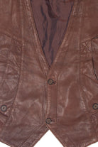 Vintage Brown Leather Vest (1990s)