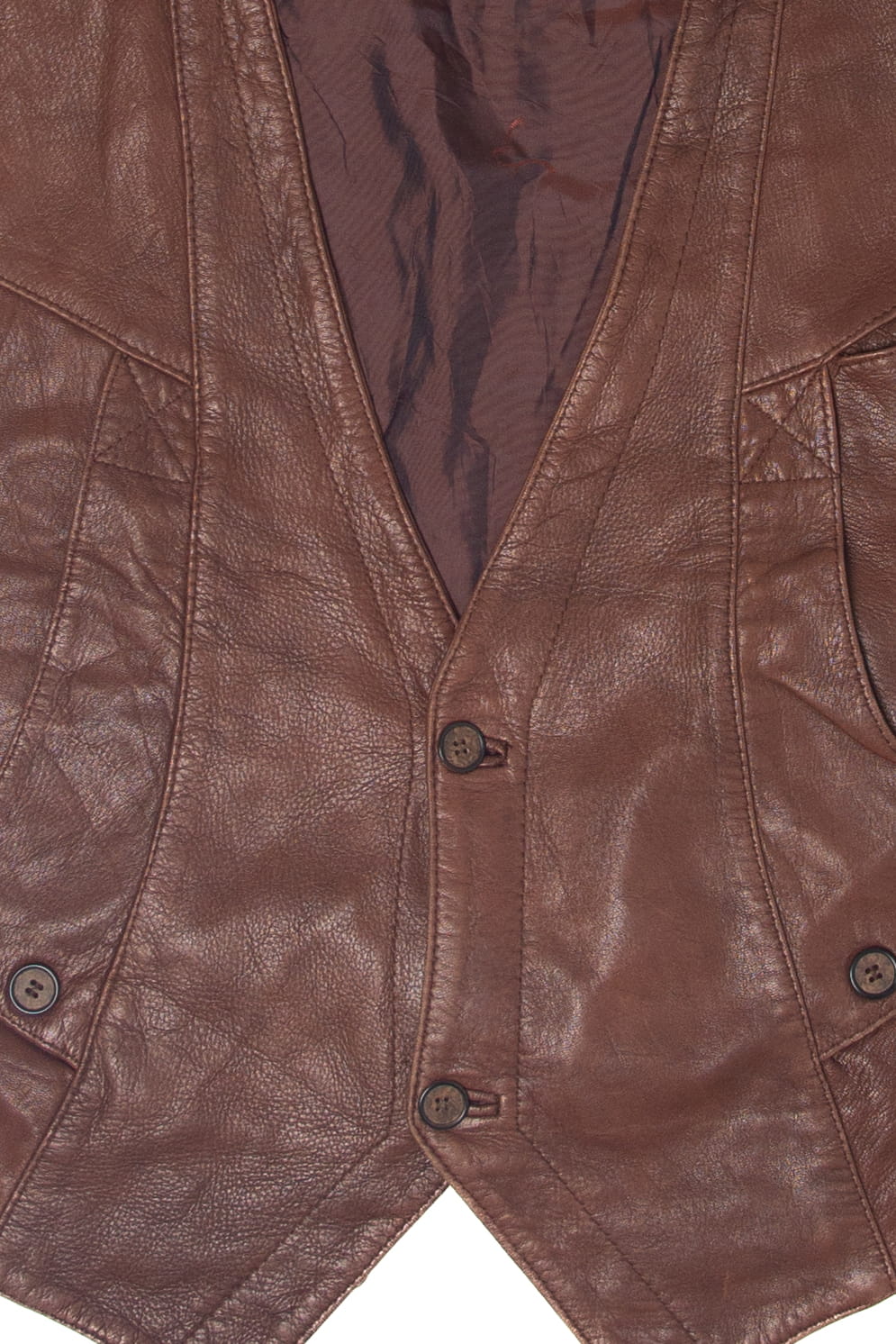 Vintage Brown Leather Vest (1990s)