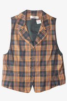 Vintage Tan & Green Plaid Vest (1990s)