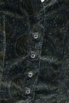 Vintage Green & Blue Paisley Velvet Vest (1990s)