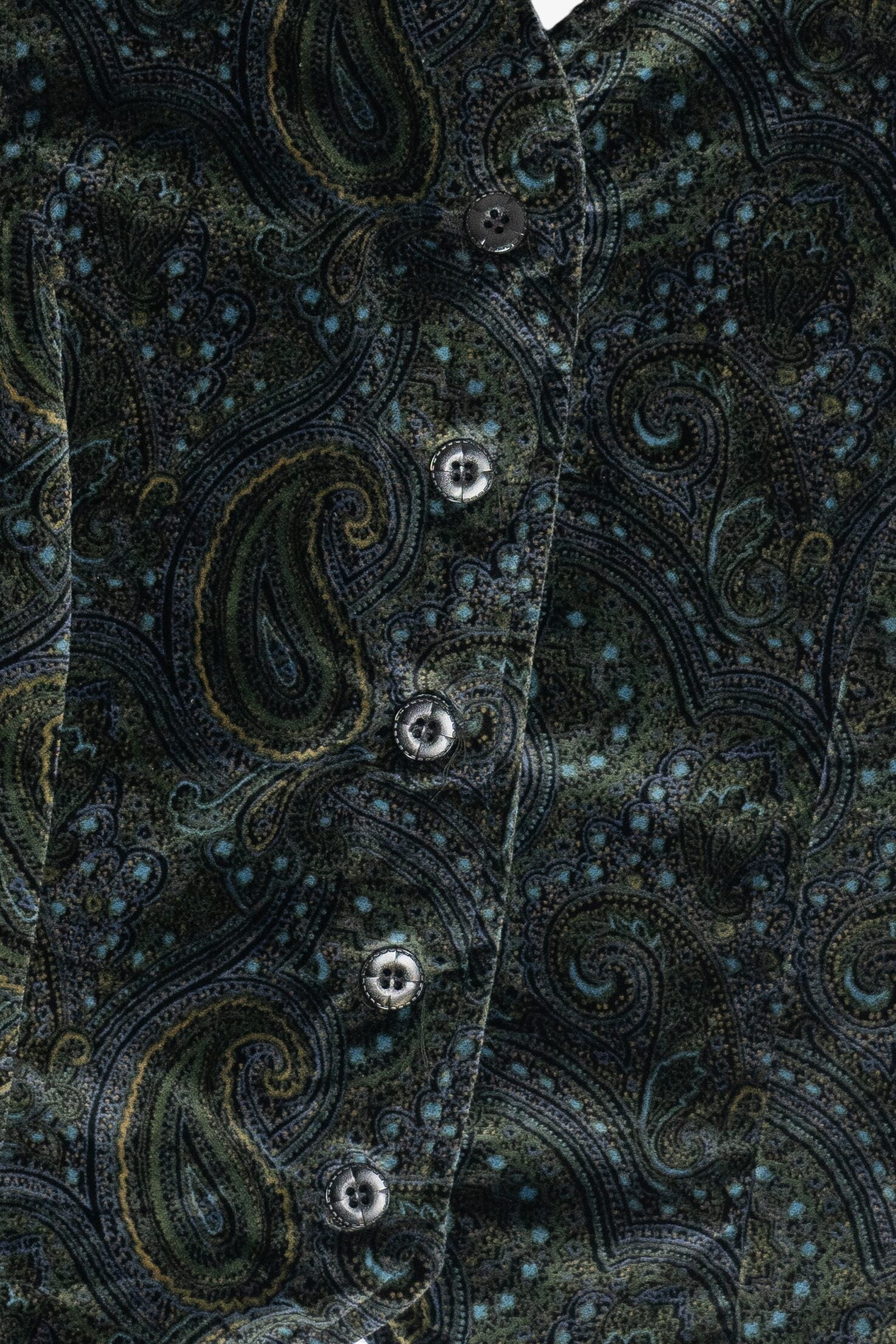 Vintage Green & Blue Paisley Velvet Vest (1990s)