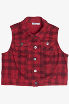 Vintage Plaid Denim Vest (1990s)