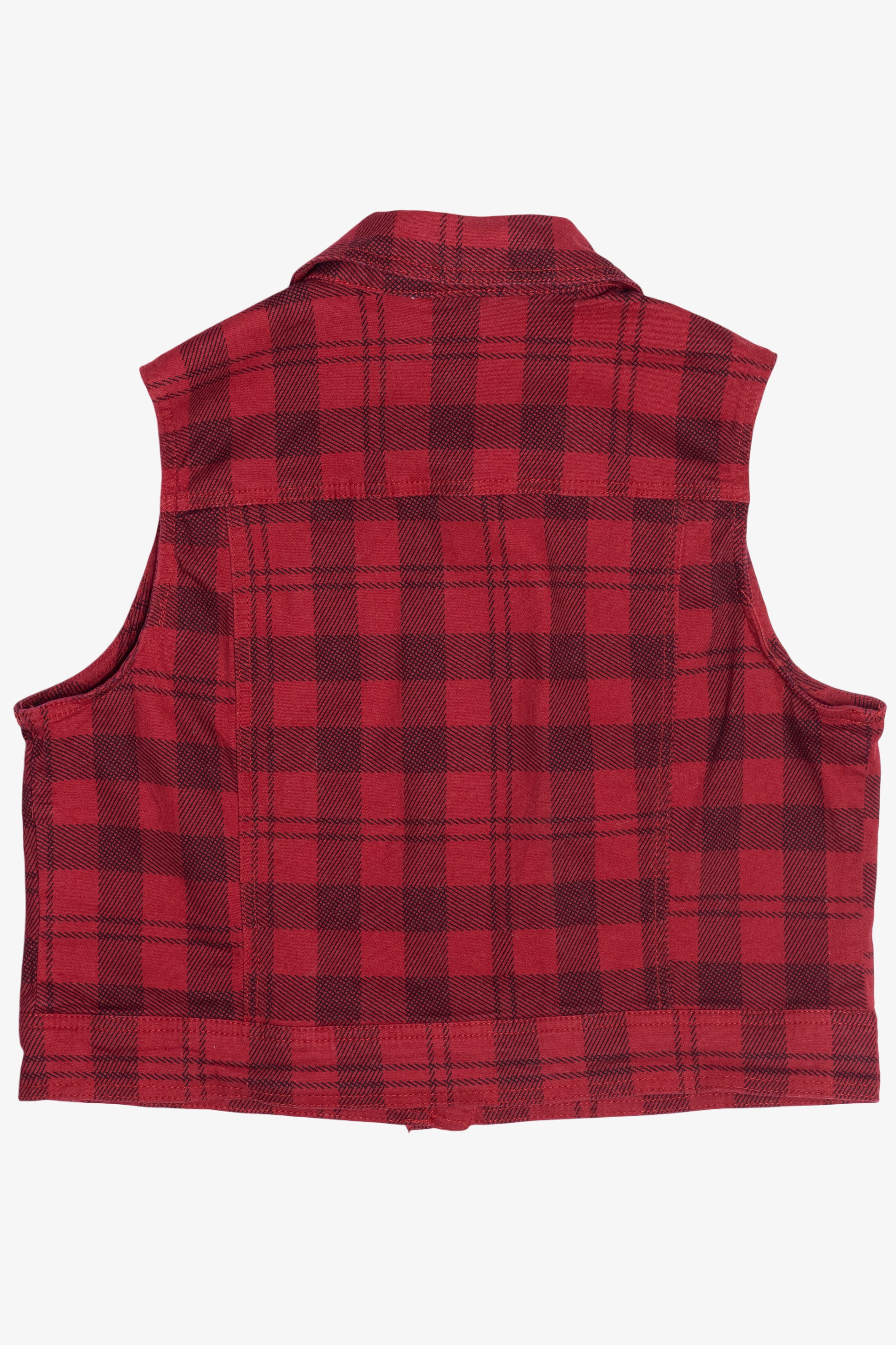 Vintage Plaid Denim Vest (1990s)