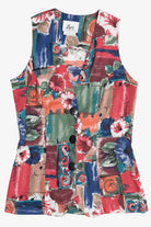 Vintage Byer California Floral Spiral Collage Lightweight Button Up Vest (1990s)