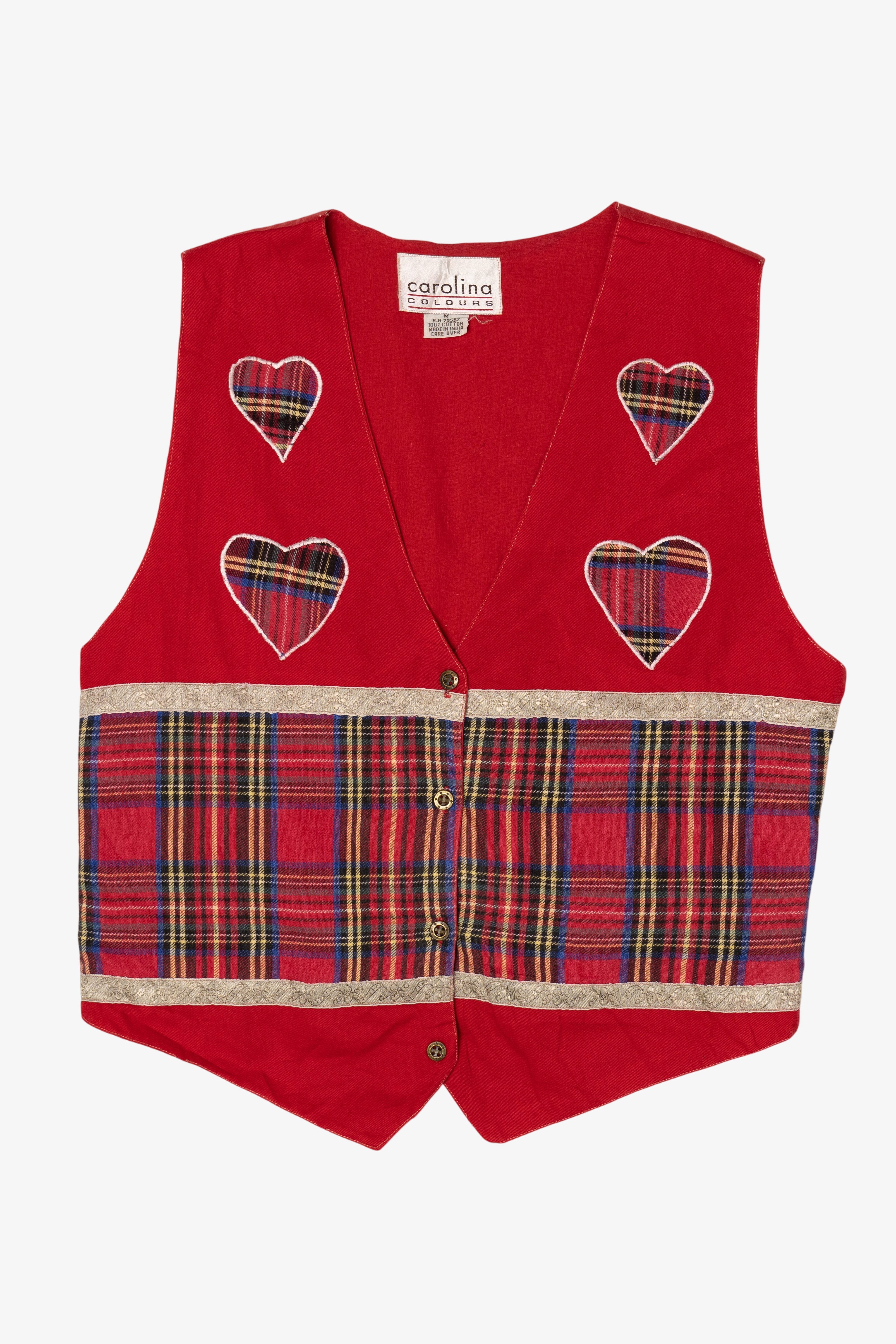 Vintage Plaid Hearts Carolina Colours Vest (1990s)