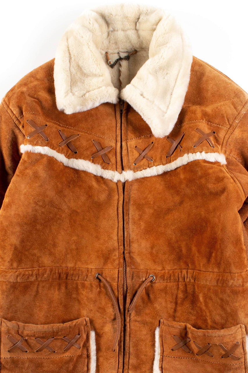 Suede Faux-Fur Lined Coat