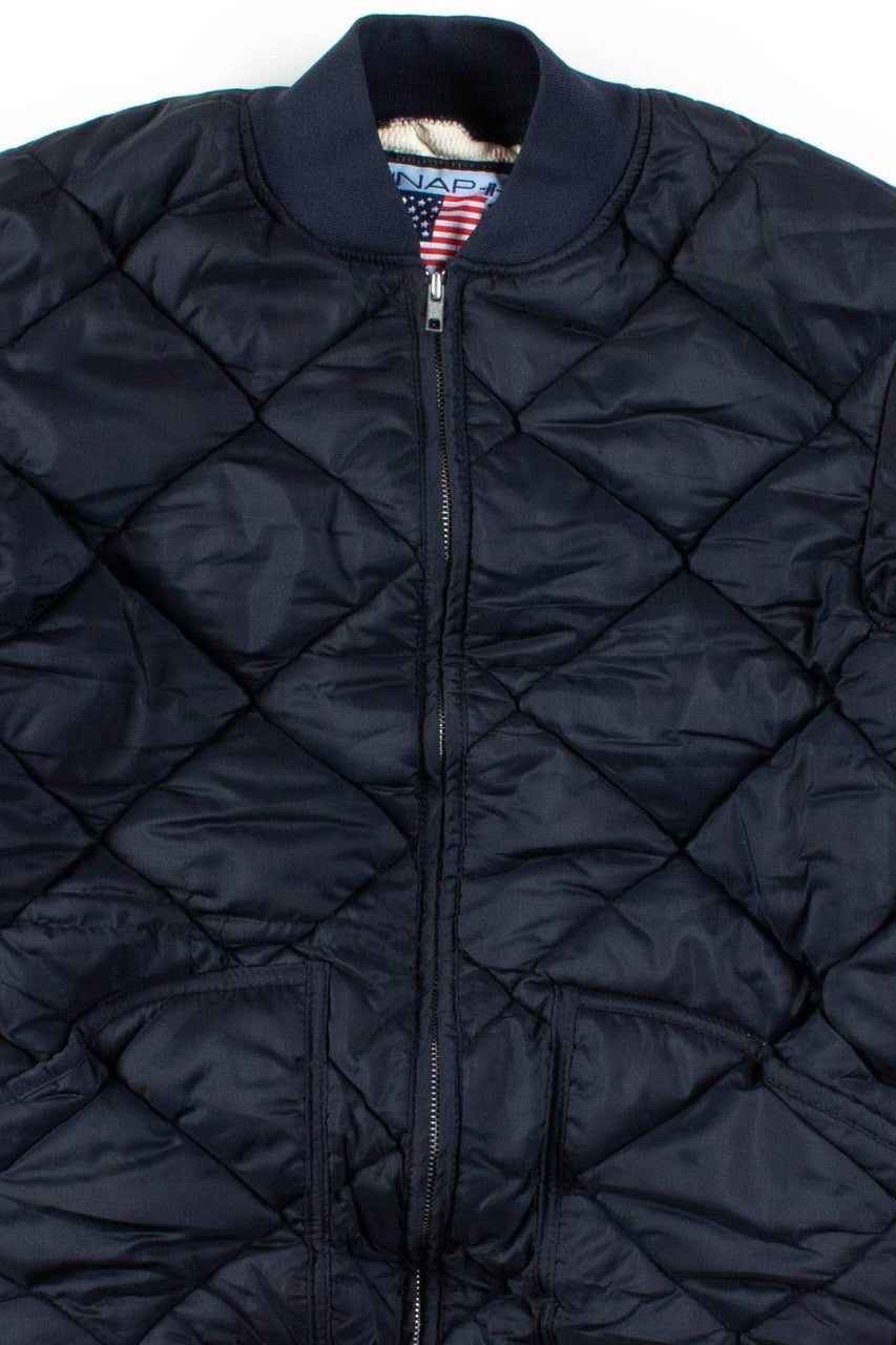 Black Quilted Bomber Jacket 341